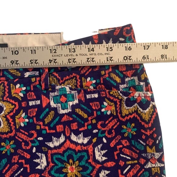 Lands End Chino Pants Mid-Rise Straight Leg Colorful Aztec Tile Print Size 8 New - Picture 9 of 12